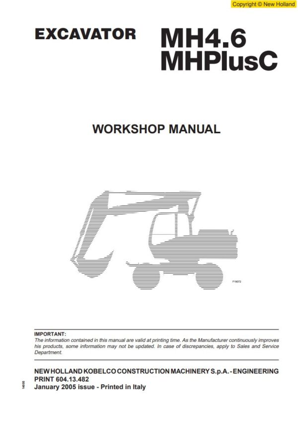 Service manual New Holland MH4.6, MHPlusC Excavators