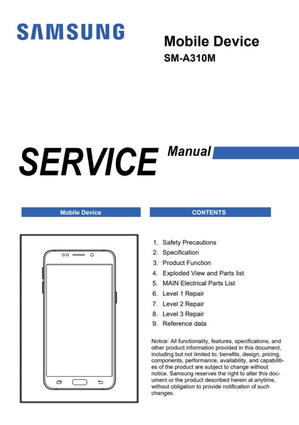 Service manual Samsung Galaxy A3 (SM-A310M)
