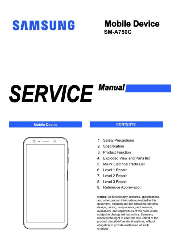 Service manual Samsung Galaxy A7 (SM-A750C)