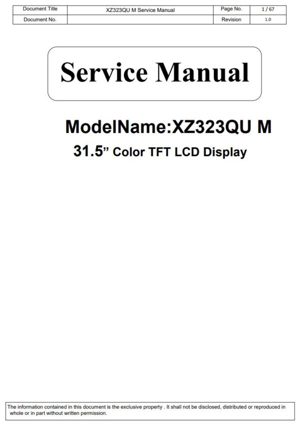 Service manual Acer Nitro XZ323QU M 31.5”