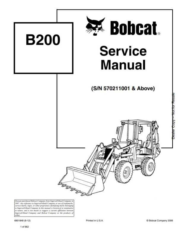 Service manual Bobcat B200 Backhoe Loader (570211001)