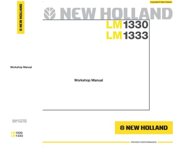 Service manual New Holland LM1330, LM1333 Telescopic Handlers