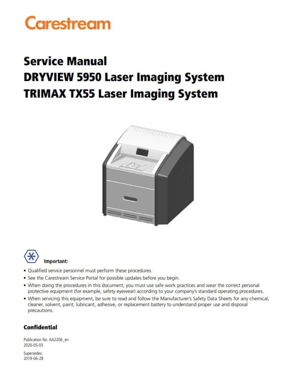 Service manual Carestream DryView 5950, TRIMAX TX55 Laser Imaging System