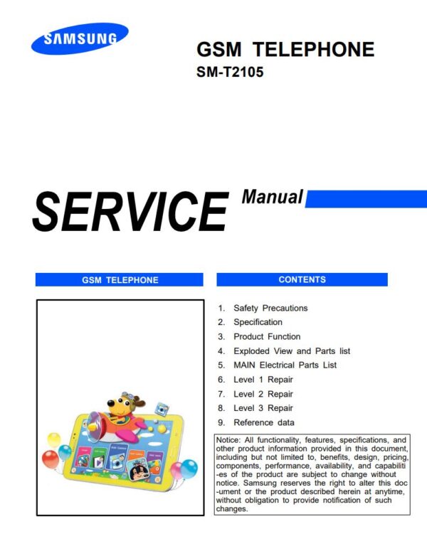 Service manual Samsung Galaxy Tab 3 7.0 Kids (SM-T2105)