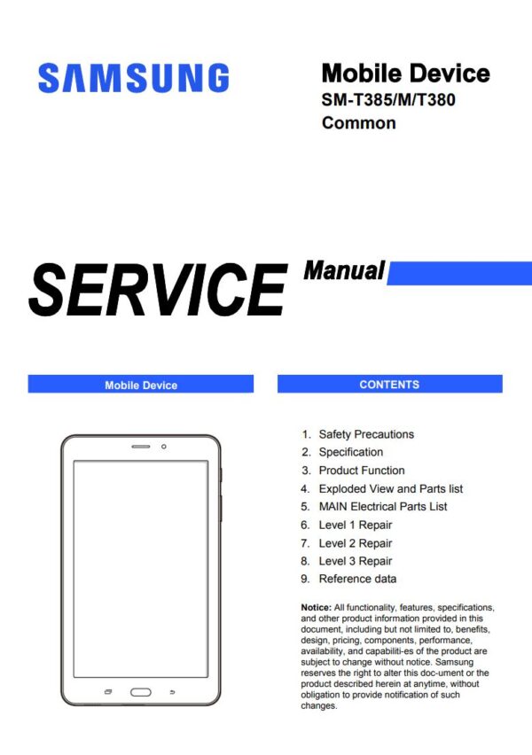Service manual Samsung Galaxy Tab A 8.0 (SM-T385, SM-T385M, SM-T380, SM-T380)
