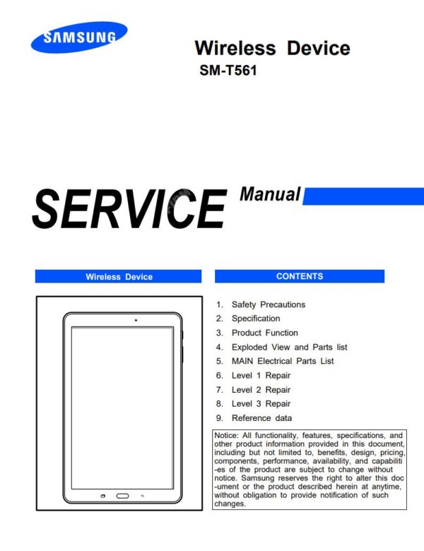 Service manual Samsung Galaxy Tab E (SM-T561)