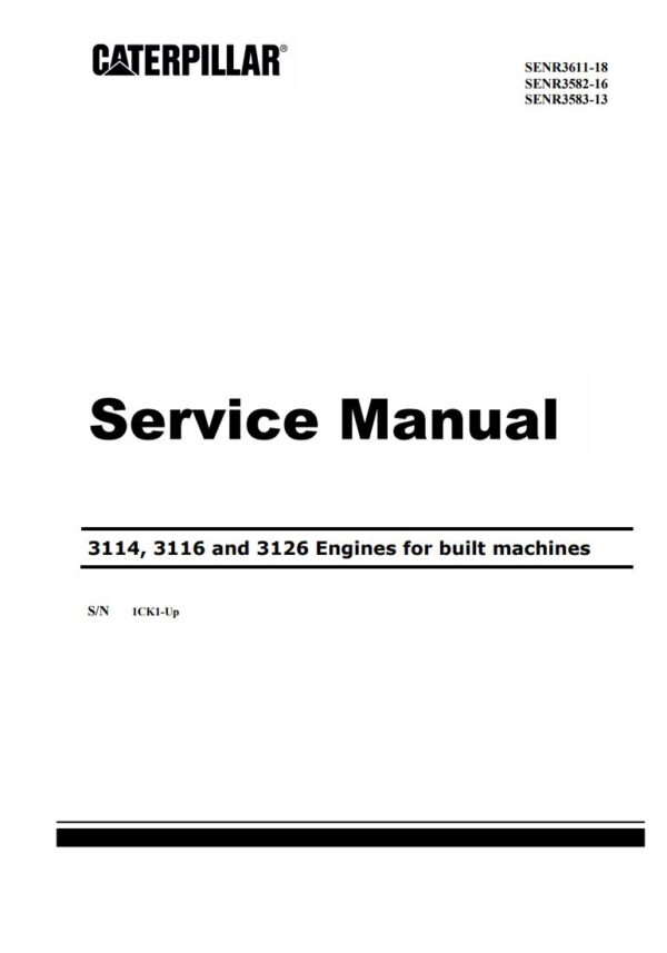 Service manual Caterpillar 3114, 3116, 3126 Engines