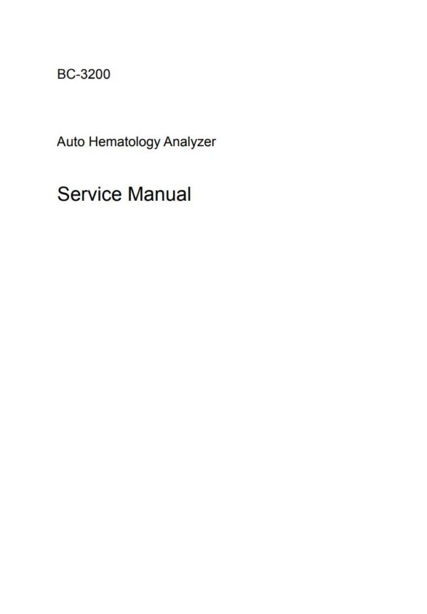 Service manual Mindray BC-3200 Auto Hematology Analyzer