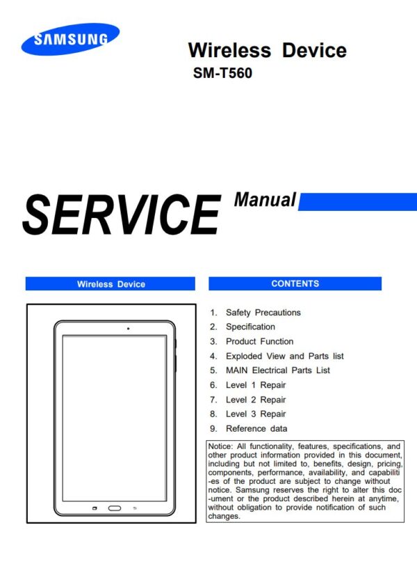 Service manual Samsung Galaxy Tab E 9.6 (SM-T560)