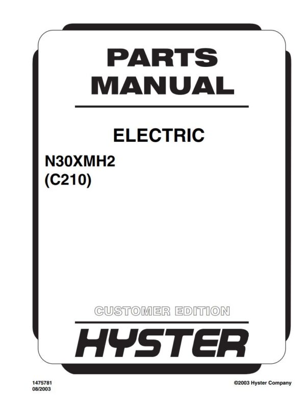Parts manual Hyster N30XMH2 (C210) Electric Forklift