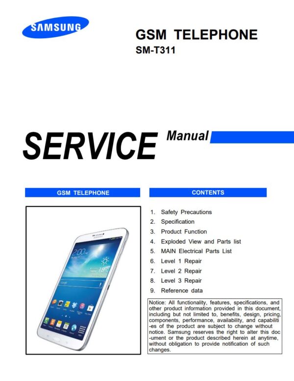 Service manual Samsung Galaxy Tab 3 (SM-T311)