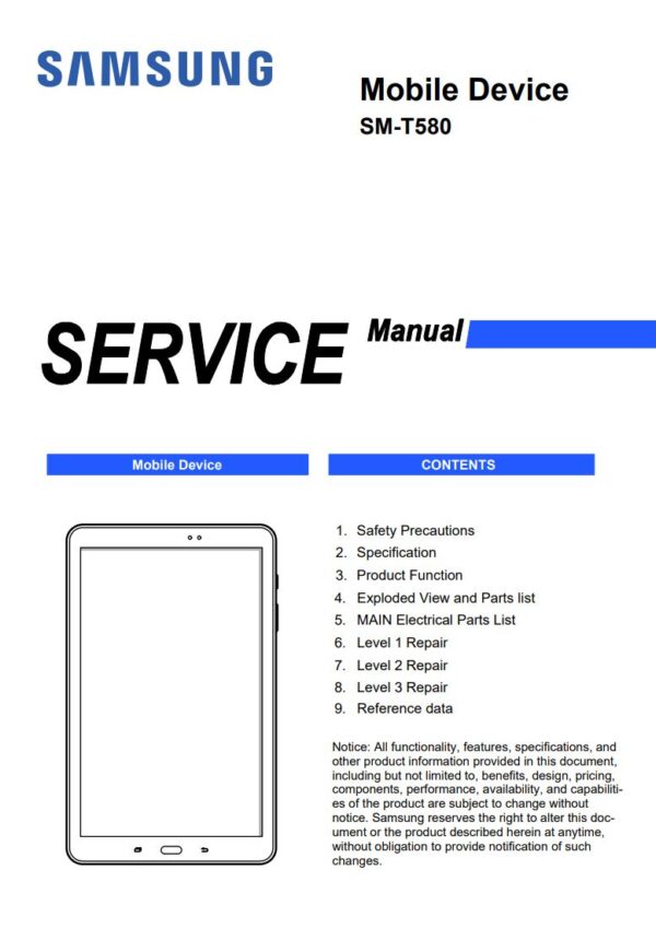 Service manual Samsung Galaxy Tab A 10.1 (SM-T580)