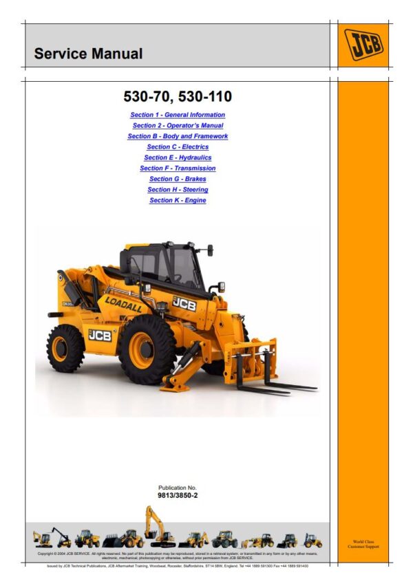 Service manual JCB 530-70, 530-110 Liftall Loadall