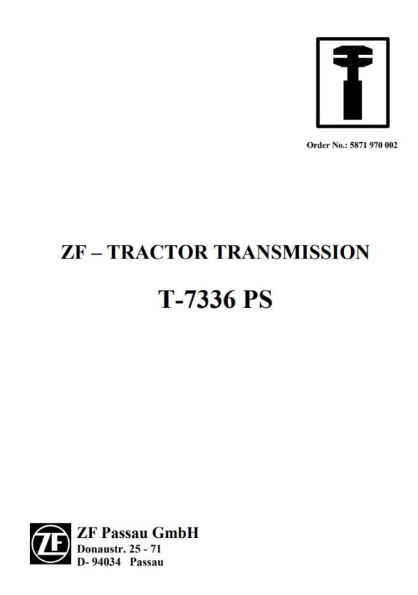 Service manual ZF T-7336 PS Tractor Transmission