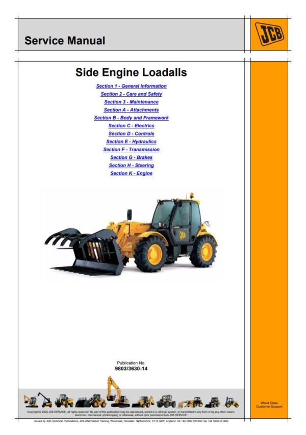 Service manual JCB 530, 532, 533, 535, 537, 540 Side Engine Loadalls