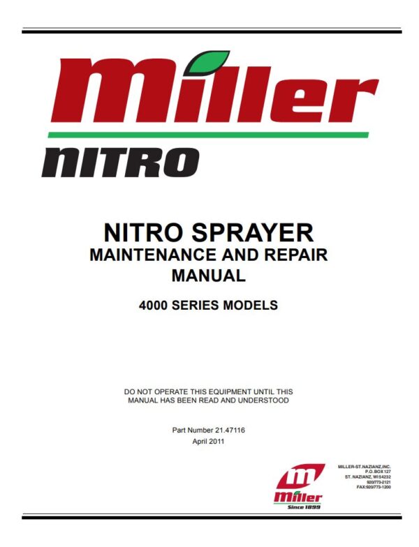 Service manual Miller Nitro Sprayer 4000 Series