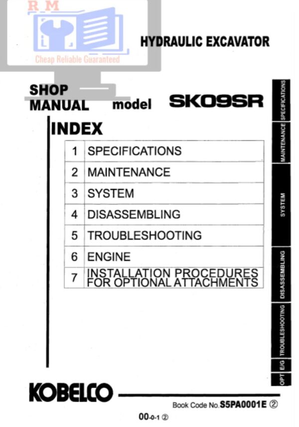 Service manual Kobelco SK09 Mini Excavator