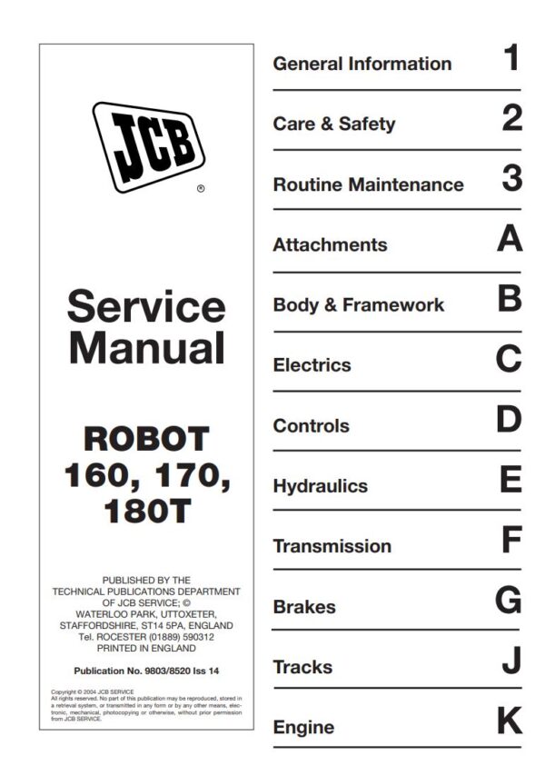 Service manual JCB 160, 170, 180T Robot