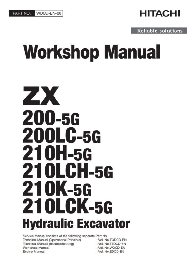 Service manual Hitachi ZX200-5G, ZX210-5G, ZX210LCN-G, 210K-5G + Diagrams