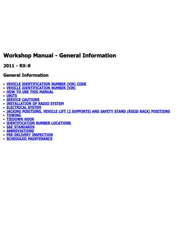 Service manual Mazda RX-8 Series II (2011)