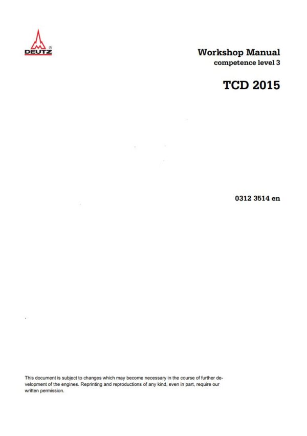 Service manual Deutz TCD 2015 Diesel Engine