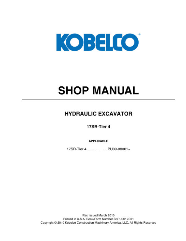 Service manual Kobelco 17SR Excavator (Tier 4 )