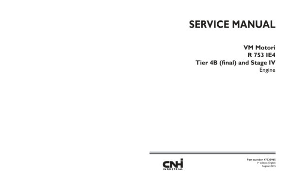Service manual CNH Industrial VM Motori R 753 IE4 Tier 4B (final) and Stage IV Engine