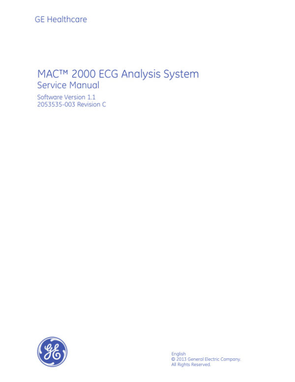 Service manual GE MAC™ 2000 – ECG Analysis System