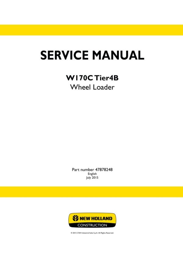 Service manual New Holland W170C Tier4B (W170C XR, W170C ZBAR)