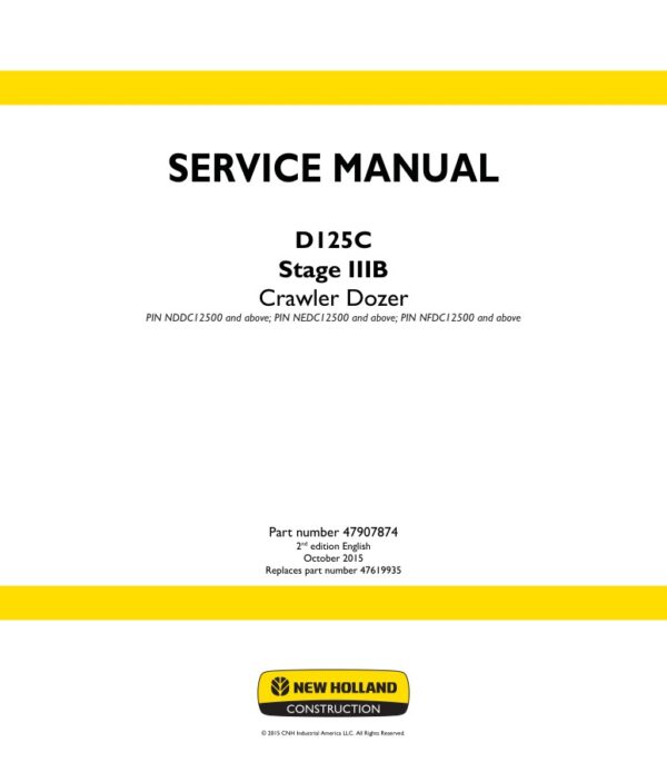 Service manual New Holland D125C (Stage IIIB) Crawler Dozer