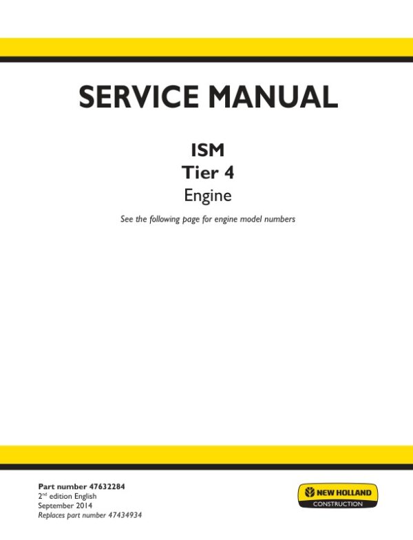 Service manual New Holland ISM Tier 4 Engine (N4LDI, N843, N844)