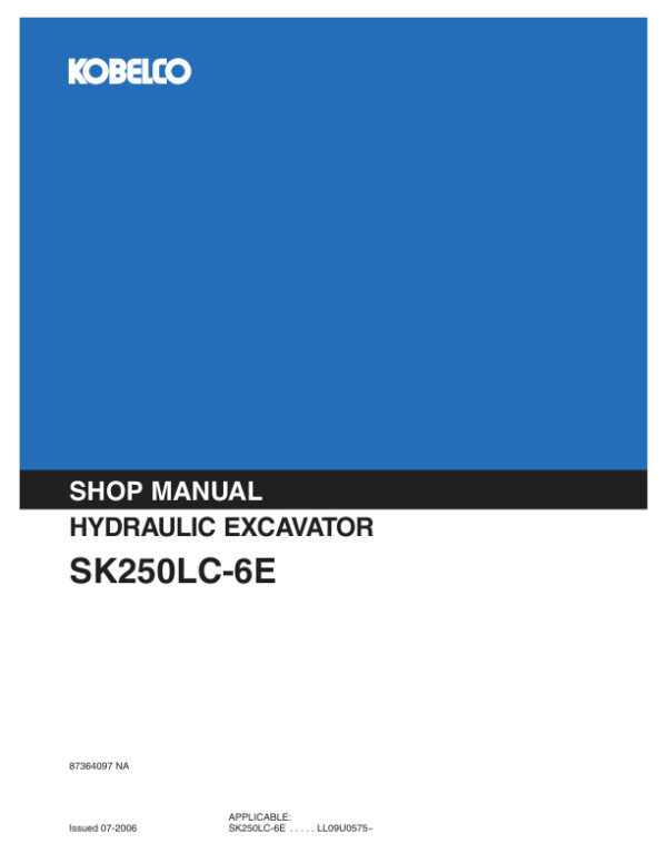 Service manual Kobelco SK250LC-6E Excavator