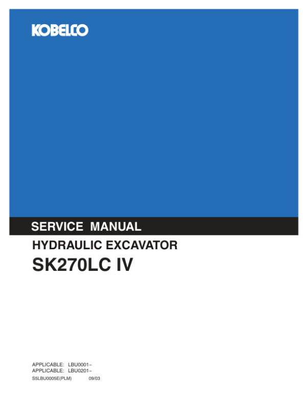 Service manual Kobelco SK270LC IV Excavator