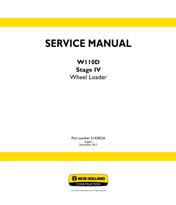 Service manual New Holland W110D Stage IV Wheel Loader