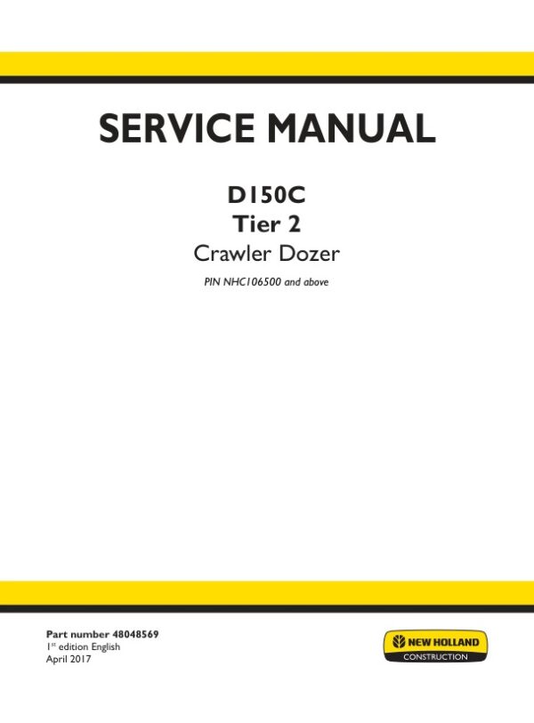 Service manual New Holland D150C (Tier 2)