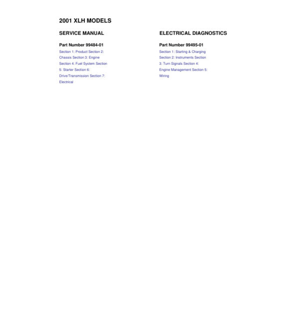 Service manual 2001 Harley-Davidson XLH Models (Sportster) + Electrical Diagnostics