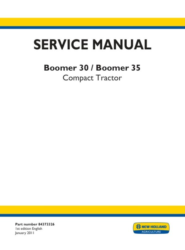 Service manual New Holland Boomer 30, 35 Compact Tractor