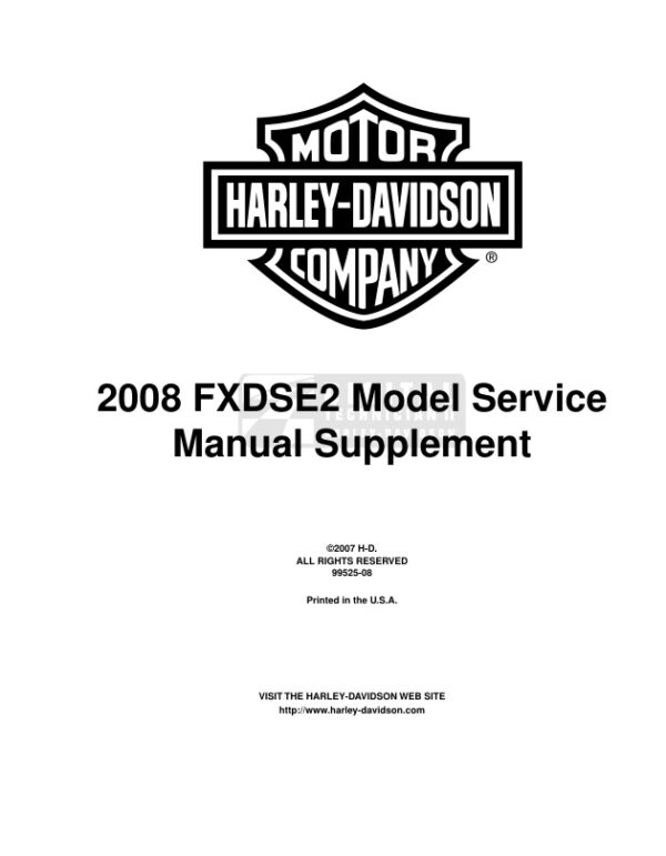 Service manual 2008 Harley-Davidson FXDSE2 (Dyna) Model Supplement
