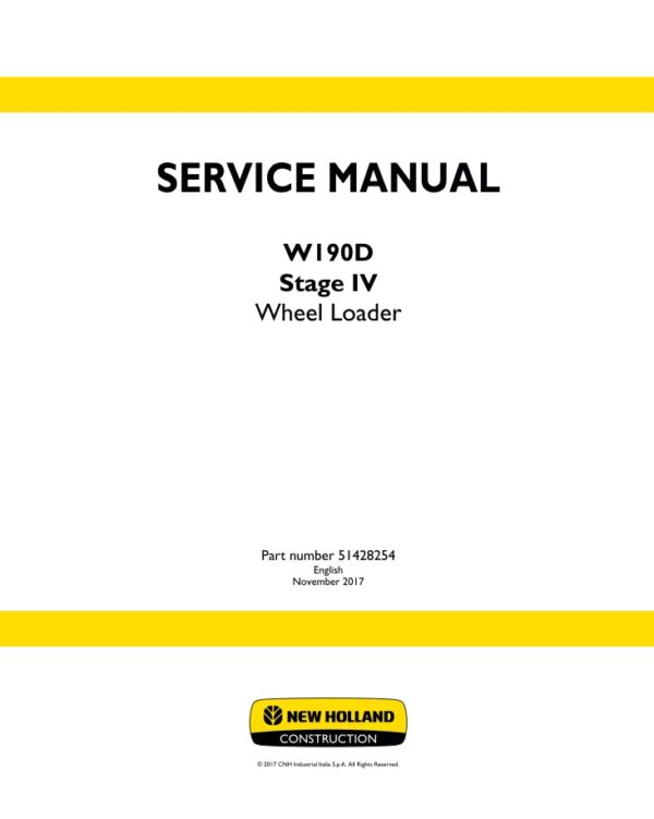 Service manual New Holland W190D (Stage IV) Wheel Loader | 51428254