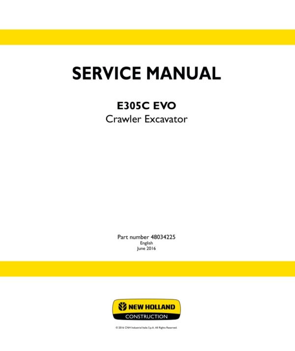 Service manual New Holland E305C EVO Crawler Excavator