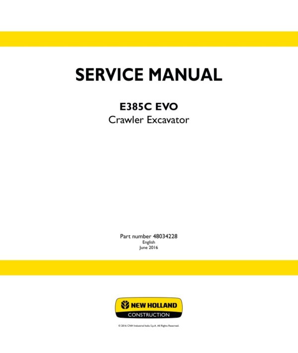 Service manual New Holland E385C EVO LC version (Tier 3)