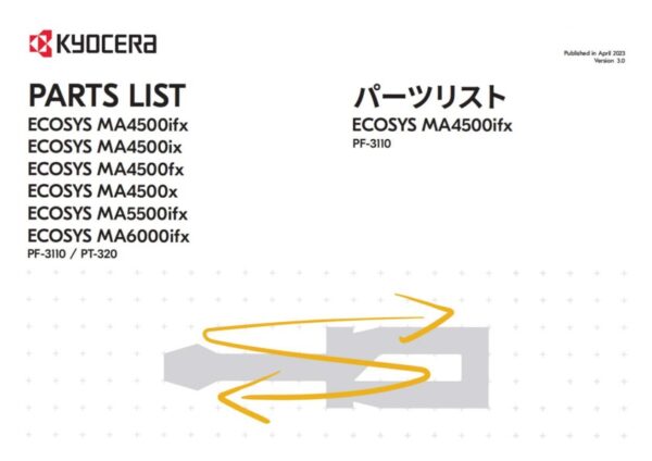 Parts Manual, Catalog Kyocera ECOSYS MA4500ifx, MA4500ix, MA4500fx, MA4500x, MA5500ifx, MA6000ifx