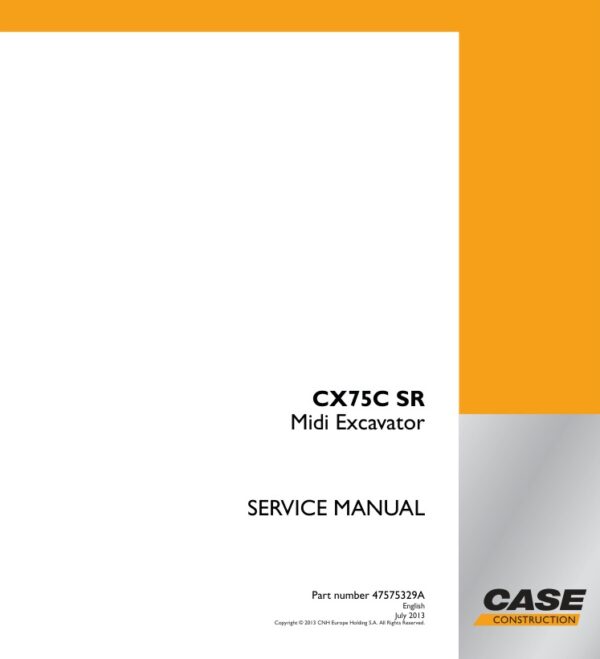 Service manual Case CX75C SR Midi Excavator