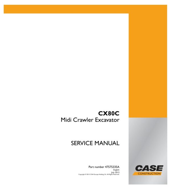 Service manual Case CX80C Midi Crawler Excavator
