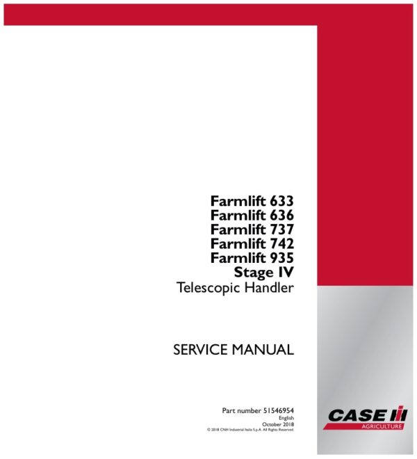 Service manual Case Farmlift 633, 636, 737, 742, 935 Stage IV Telescopic Handler