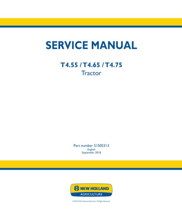 Service manual New Holland T4.55, T4.65, T4.75 Tractor