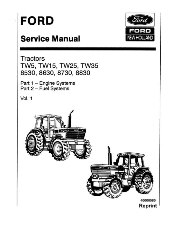 Service manual Ford TW5, TW15, TW25, TW35, 8530, 8630, 8730, 8830 Tractors