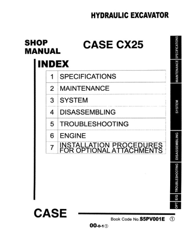 Service manual Case CX25 Hydraulic Excavator