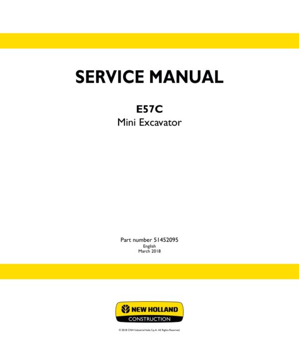 Service manual New Holland E57C Mini Excavator