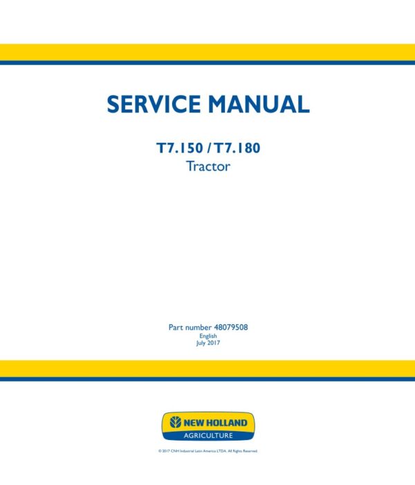 Service manual New Holland T7.150, T7.180 Tractor | 48079508